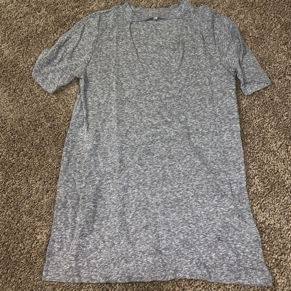 UO Truly Madly Deeply Grey Tee w/ V neck cut NWOT